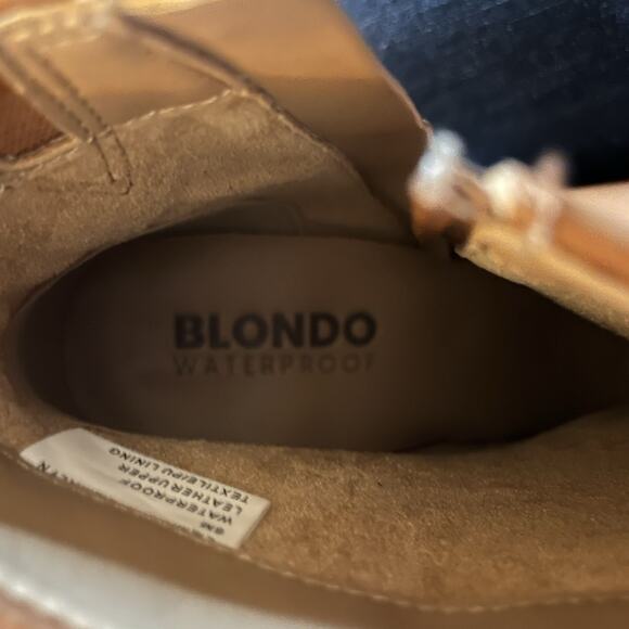 Blondo Emmalyn Waterproof 6M Brown Tan Leather Zip Ankle Boots Booties - Picture 13 of 13